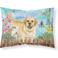 "Caroline's Treasures Golden Retriever Spring Printed, Polyester, 250 Thread count, Envelope closure Pillowcase, Standard, Multicolor"