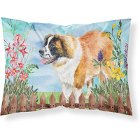"Caroline's Treasures Saint Bernard Spring Printed, Polyester, 250 Thread count, Envelope closure Pillowcase, Standard, Multicolor"