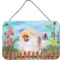 "Caroline's Treasures Pomeranian Spring Metal Print, 8"" x 12"", Multicolor"