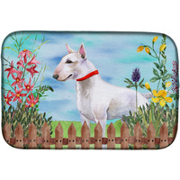 "Caroline's Treasures Bull Terrier Spring Dish Drying Mat, 14"" x 21"""