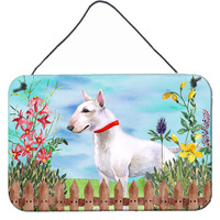"Caroline's Treasures Bull Terrier Spring Metal Print, 8"" x 12"""