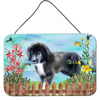 "Caroline's Treasures Newfoundland Puppy Spring Metal Print, 8"" x 12"", Multicolor"