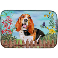 "Caroline's Treasures Basset Hound Spring Dish Drying Mat, 14"" x 21"""