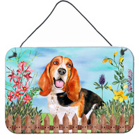 "Caroline's Treasures Basset Hound Spring Metal Print, 8"" x 12"", Multicolor"