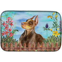 "Caroline's Treasures Doberman Pinscher Spring Dish Drying Mat, 14"" x 21"""