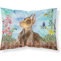 "Caroline's Treasures Doberman Pinscher Spring Printed, Polyester, 250 Thread count, Envelope closure Pillowcase, Multicolor"