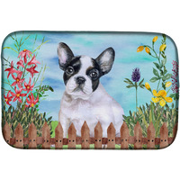 "Caroline's Treasures French Bulldog Spring Dish Drying Mat, 14"" x 21"""