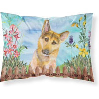 "Caroline's Treasures German Shepherd #2 Spring Printed, Polyester, 250 Thread count, Envelope closure Pillowcase, Standard, Multicolor"