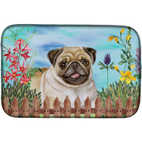 "Caroline's Treasures Fawn Pug Spring Dish Drying Mat, 14"" x 21"""