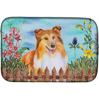 "Caroline's Treasures Sheltie Spring Dish Drying Mat, 14"" x 21"""