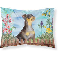 "Caroline's Treasures Miniature Pinscher #2 Spring Printed, Polyester, 250 Thread count, Envelope closure Pillowcase, Standard, Multicolor"