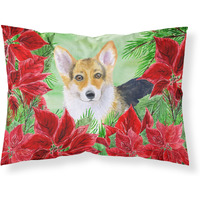 "Caroline's Treasures Pembroke Corgi Poinsettias Pillowcase, Standard, Multicolor"