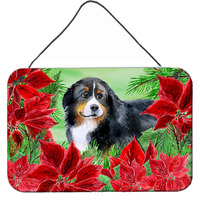 "Caroline's Treasures Bernese Mountain Dog Poinsettias Metal Print, 8"" x 12"", Christmas Poinsettas"