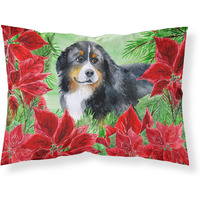 "Caroline's Treasures Bernese Mountain Dog Poinsettias Pillowcase, Standard, Multicolor"