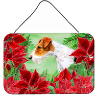 "Caroline's Treasures Fox Terrier Poinsettias Metal Print, 8"" x 12"", Christmas Poinsettas"