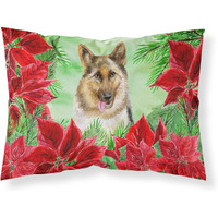 "Caroline's Treasures German Shepherd Poinsettias Pillowcase, Standard, Multicolor"