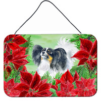 "Caroline's Treasures Papillon Poinsettias Metal Print, 8"" x 12"", Multicolor"