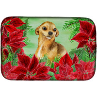 "Caroline's Treasures Chihuahua Poinsettias Dish Drying Mat, 14"" x 21"", Christmas Poinsettas"