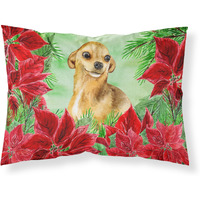 "Caroline's Treasures Chihuahua Poinsettias Pillowcase, Standard, Multicolor"
