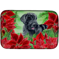 "Caroline's Treasures Giant Schnauzer Poinsettias Dish Drying Mat, 14"" x 21"", Christmas Poinsettas"