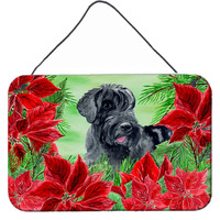 "Caroline's Treasures Giant Schnauzer Poinsettias Metal Print, 8"" x 12"", Christmas Poinsettas"