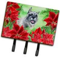 "Caroline's Treasures Schnauzer Poinsettias Wall Hook, Triple, Christmas Poinsettas"