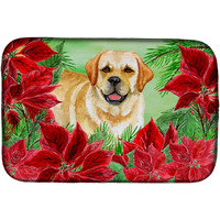 "Caroline's Treasures Golden Retriever Poinsettias Dish Drying Mat, 14"" x 21"", Christmas Poinsettas"