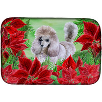 "Caroline's Treasures Poodle Poinsettias Dish Drying Mat, 14"" x 21"", Christmas Poinsettas"