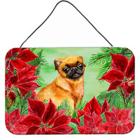 "Caroline's Treasures Small Brabant Griffon Poinsettias Metal Print, 8"" x 12"", Christmas Poinsettas"