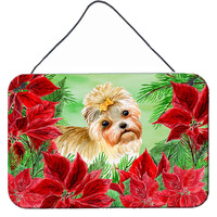"Caroline's Treasures Morkie Poinsettias Metal Print, 8"" x 12"", Christmas Poinsettas"