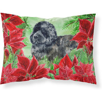 "Caroline's Treasures ""Newfoundland Poinsettias"" Printed, Polyester Envelope Closure pillowcase, Standard, Multicolor"