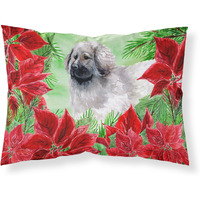 "Caroline's Treasures Moscow Watchdog Poinsettias Printed, Polyester, 250 Thread count, Envelope closure Pillowcase, Standard, Multicolor"
