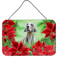 "Caroline's Treasures Weimaraner Poinsettias Metal Print, 8"" x 12"", Multicolor"
