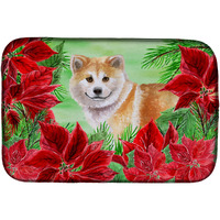 "Caroline's Treasures Shiba Inu Poinsettias Dish Drying Mat, 14"" x 21"", Christmas Poinsettas"