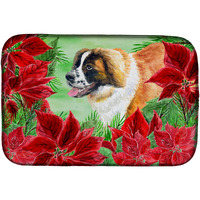 "Caroline's Treasures Saint Bernard Dish Drying Mat, 14 x 21, Christmas Poinsettas"