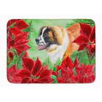 "Caroline's Treasures Saint Bernard Poinsettias Floor Mat, 19"" x 27"", Multicolor"