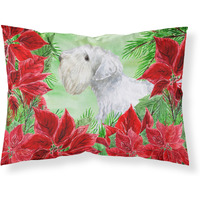"Caroline's Treasures Sealyham Terrier Poinsettias Printed, Polyester, 250 Thread count, Envelope closure Pillowcase, Multicolor"
