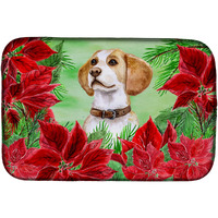 "Caroline's Treasures Beagle Poinsettias Dish Drying Mat, 14"" x 21"", Christmas Poinsettas"
