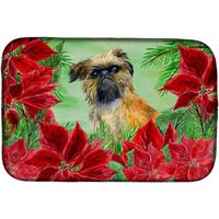 "Caroline's Treasures Brussels Griffon Poinsettias Dish Drying Mat, 14"" x 21"", Christmas Poinsettas"