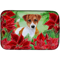 "Caroline's Treasures Jack Russell Terrier Poinsettias Dish Drying Mat, 14 X 21, Christmas Poinsettas"