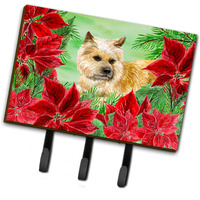 "Caroline's Treasures Cairn Terrier Poinsettias Wall Hook, Triple, Multicolor"