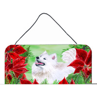 "Caroline's Treasures Samoyed Poinsettias Metal Print, 8"" x 12"", Christmas Poinsettas"
