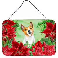 "Caroline's Treasures Basenji Poinsettias Metal Print, 8"" x 12"", Christmas Poinsettas"