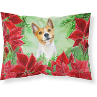 "Caroline's Treasures Basenji Poinsettias Pillowcase, Standard, Multicolor"