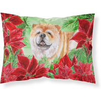 "Caroline's Treasures Cane Corso Poinsettias Printed, Polyester, 250 Thread count, Envelope closure Pillowcase, Standard, Multicolor"