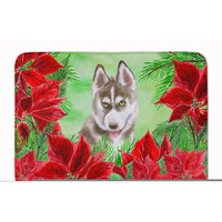 "Caroline's Treasures Siberian Husky Grey Poinsettias Floor Mat, 19"" x 27"", Multicolor"