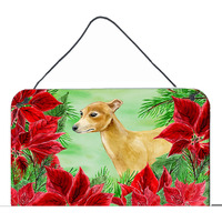 "Caroline's Treasures Italian Greyhound Poinsettias Metal Print, 8"" x 12"", Christmas Poinsettas"
