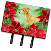 "Caroline's Treasures Italian Greyhound Poinsettias Wall Hook, Triple, Christmas Poinsettas"