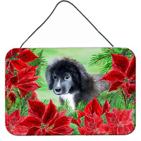 "Caroline's Treasures Newfoundland Puppy Poinsettias Metal Print, 8"" x 12"", Multicolor"