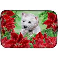 "Caroline's Treasures Westie Poinsettias Dish Drying Mat, 14"" x 21"", Christmas Poinsettas"